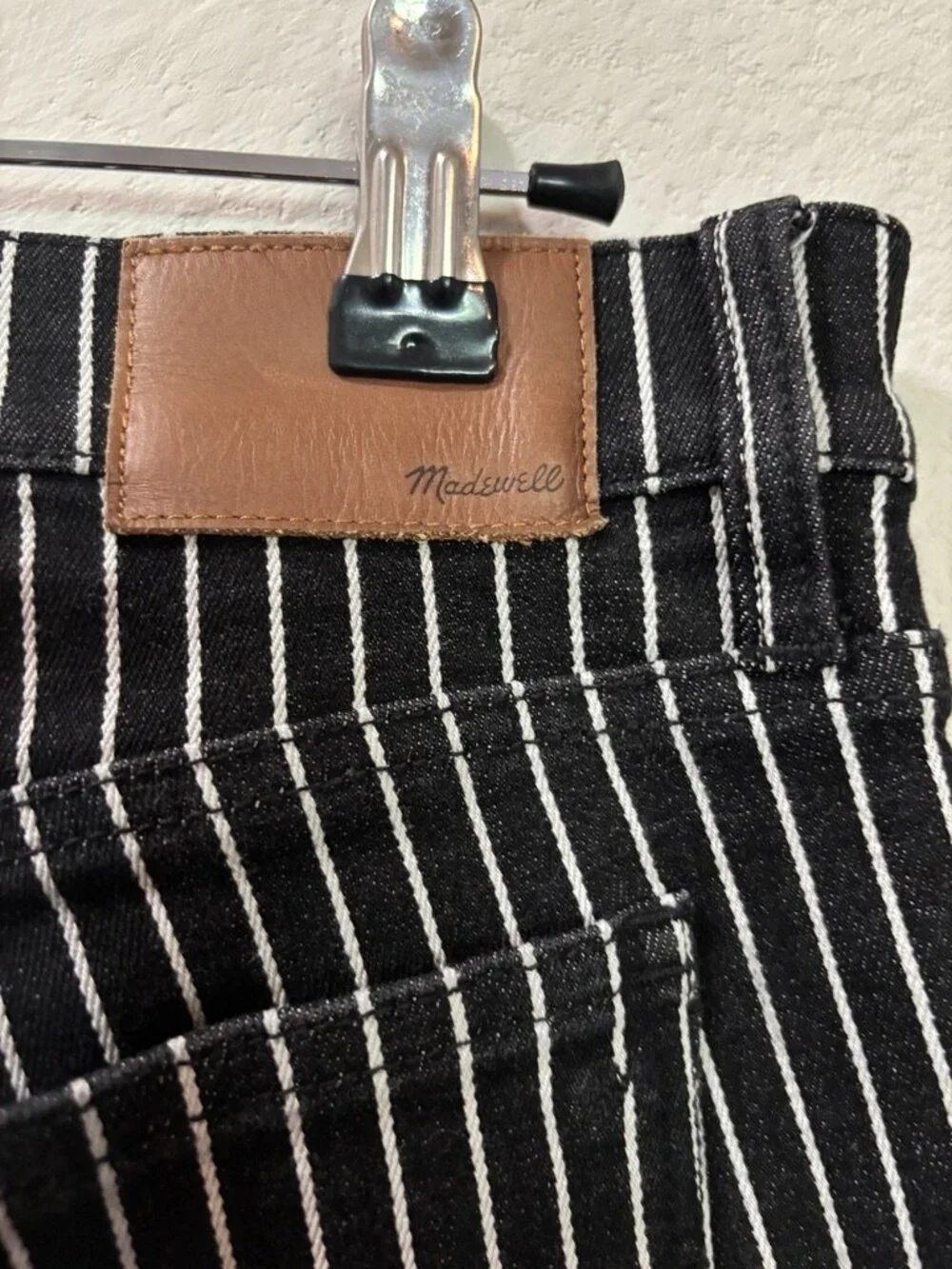 Madewell 9-Inch-High Riser Skinny Skinny Jeans Black White Stripe Size 28 - Picture 3 of 9